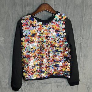 Milly Minis Girls Sequin Combo Sweatshirt